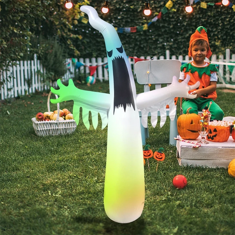 

2.5m/98inch Inflatable Yard Decoration Halloween Festival LED Props with Scary White Ghost Novelty Gift Party Supplies