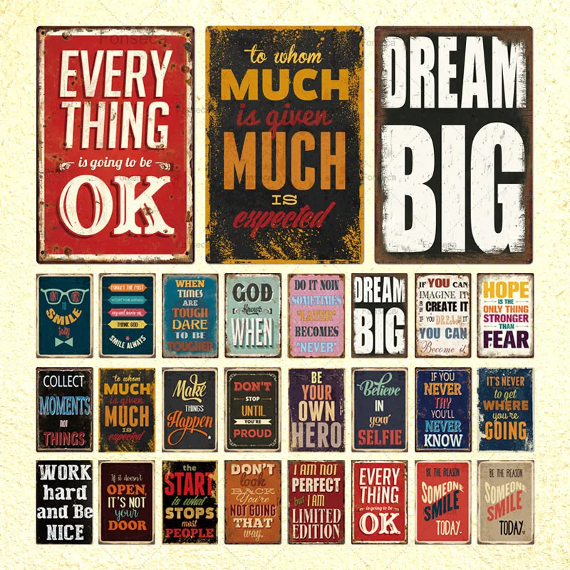 Надпись с цитатами металлический знак абстрактный домашний декор жестяной