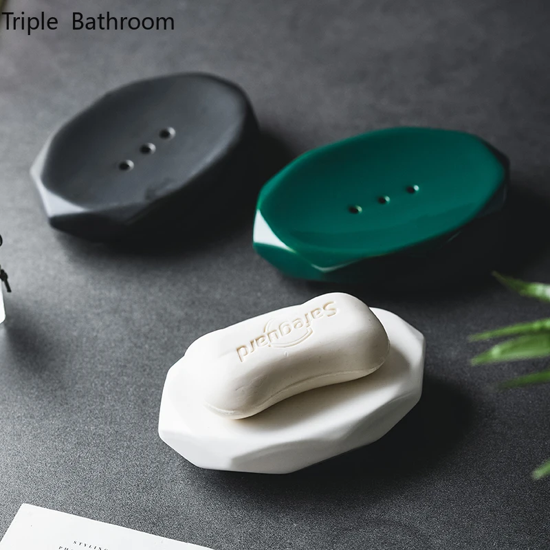 

1pc Nordic Ceramic Draining Soap Dish Kitchen Accessories Soap Holders Shelves Travel Portable Bathroom Organizer Decoration