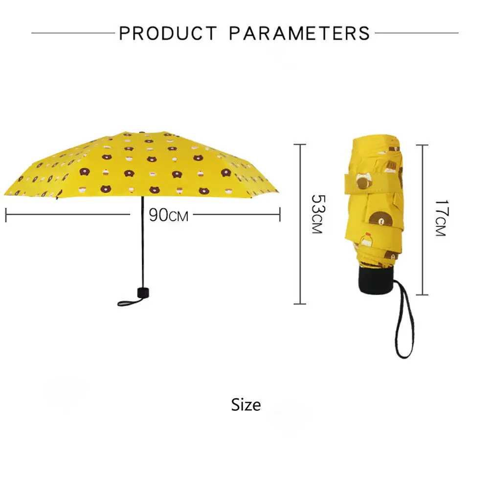 Мини карманный складной зонт 5 розовых подарков милый компактный принцессы с