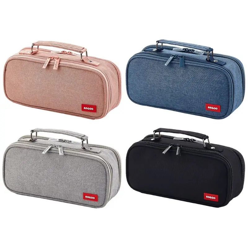 Double Layer Large Capacity Pencil Case Cosmetic Bag Makeup Pouch School Office