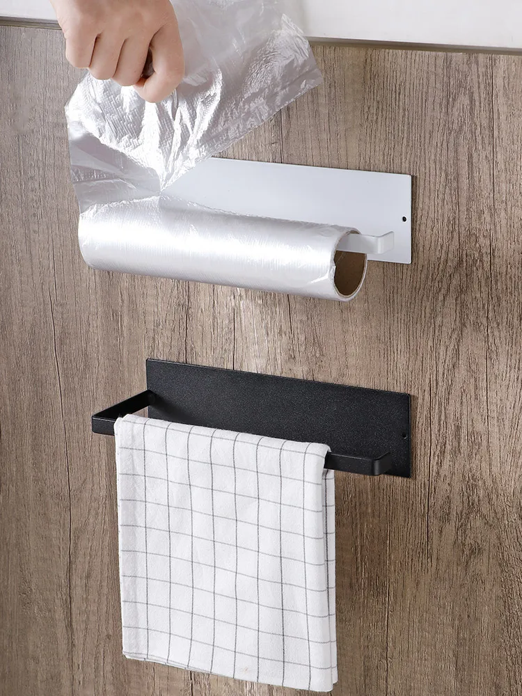

1pc Carbon Steel Paper Towel Holder Free Punch Kitchen Wrap Storage Rack Hanger Rolling-Paper Rack