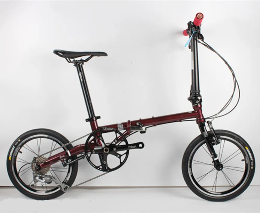 coffee brown Fnhon FCG1609 складной велосипед 16 дюймов Minivelo CR-MO сталь V тормоз 9 скоростей городской Commuter велосипед для Shimano Shift ретро досуг BMX - Цвет: coffee brown