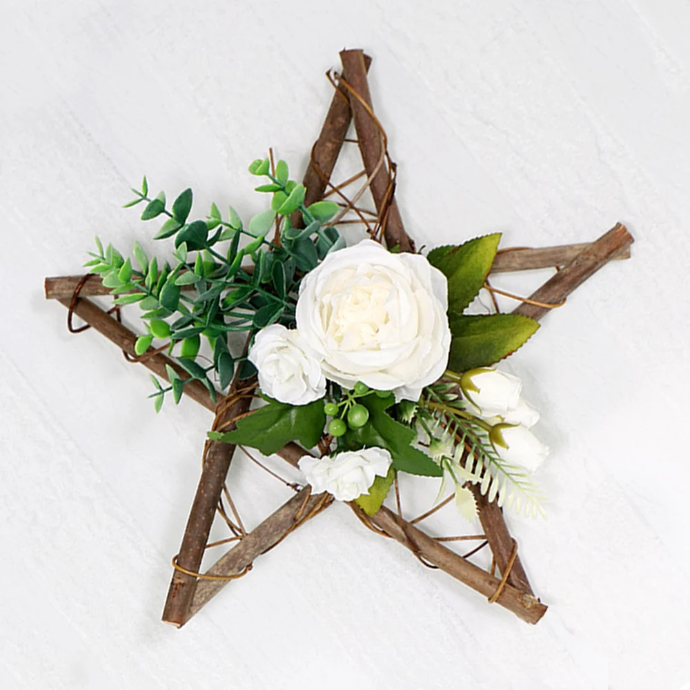 

Wreath Artificial Flower Five-pointed Star Garland Vine Circle Christmas Tree Pendant Festival Window Decorations Xmas Decor
