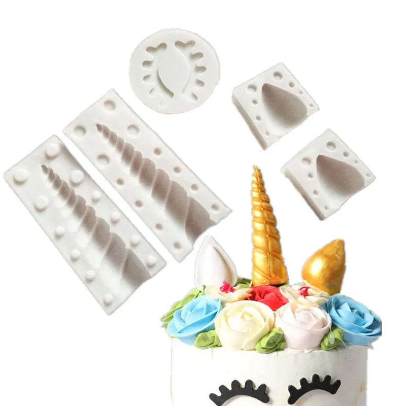 

5pcs/set Unicorn Silicone Mold Fondant Mold Cake Decorating Tools Chocolate Gumpaste Mould Dessert Bakeware Baking Accessories