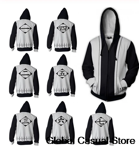 

Bleach Customs 3D Zipper Hoodies Men Fashion Long Sleeve Hooded Sweatshirt Cosplay Harajuku Casual Streetwear Kids Clothes 4XL