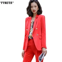 autumn and winter office suit pants two piece set 2022 new elegant slim long sleeved professional jacket high waist casual