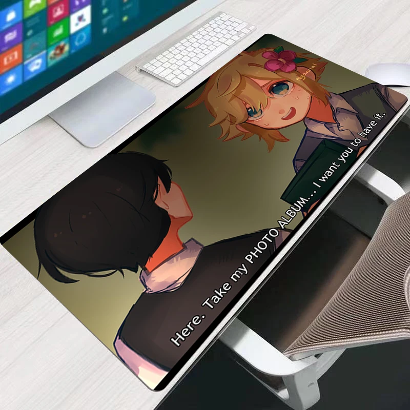 

Video Game OMORI Large Mouse Pad Persian Carpet Laptop Pc Gamer Keyboard Mousepad Edge White Tassel Rubber Table Mat for Pet