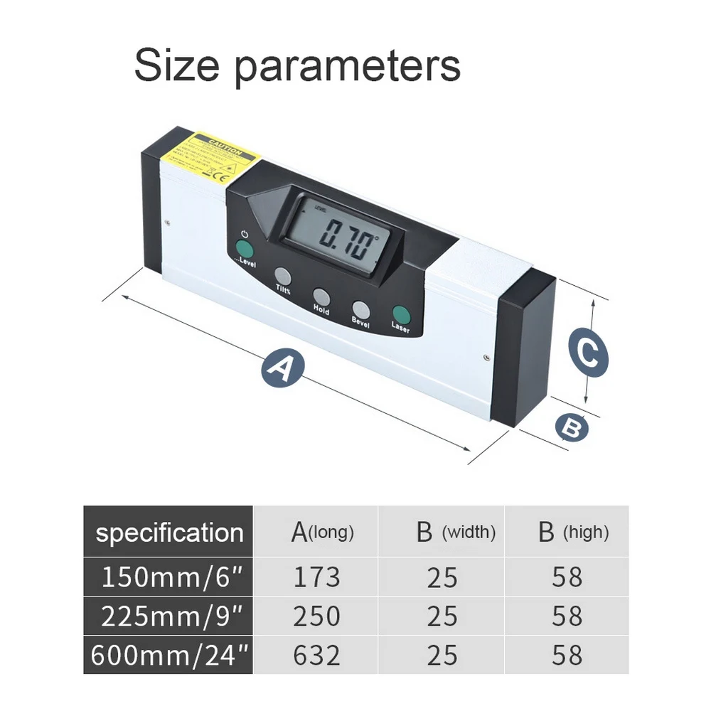 Spirit Level 150mm 200mm 600mm Digital Laser Ruler Angle Gauge Finder Horizontal Vertical Cross Line Leveler | Инструменты
