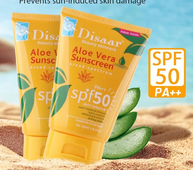 

Newaloe Vera Sunscreen Cream Protector Solar Sun Block SPF 50 Gel Lsolation Lotion Body Cream Bleaching Facial Moisturizer Skin