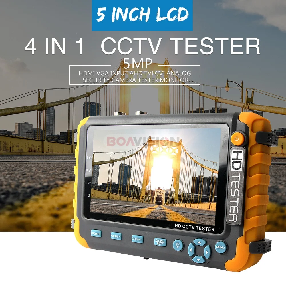 5MP 8MP 4K CCTV камера безопасности тест er 5 дюймов TFT ЖК-монитор для 4 в 1 TVI AHD CVI