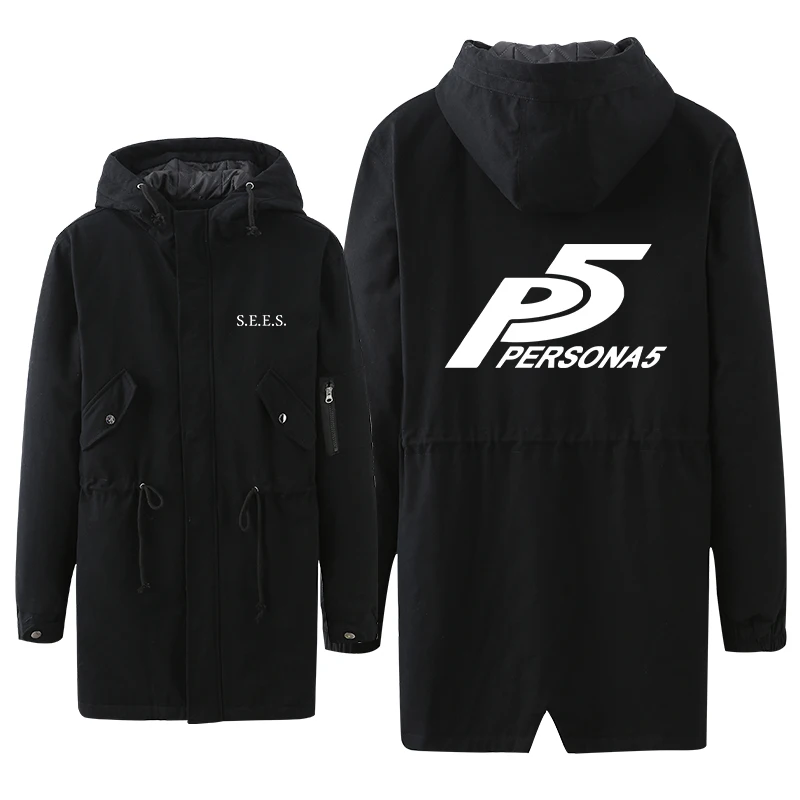 

Cosplay Persona 5 Costume Hot Sale P5 Noctilucent Color Printing Zipper Tooling Wind Coat Thick Warm Unisex Hooded Overcoat