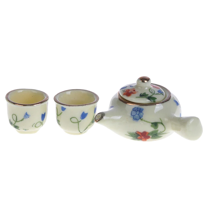 

1Set 1:12 Dollhouse Miniature Cups & Pot Set Ceramics Tea Cups Doll House Decor