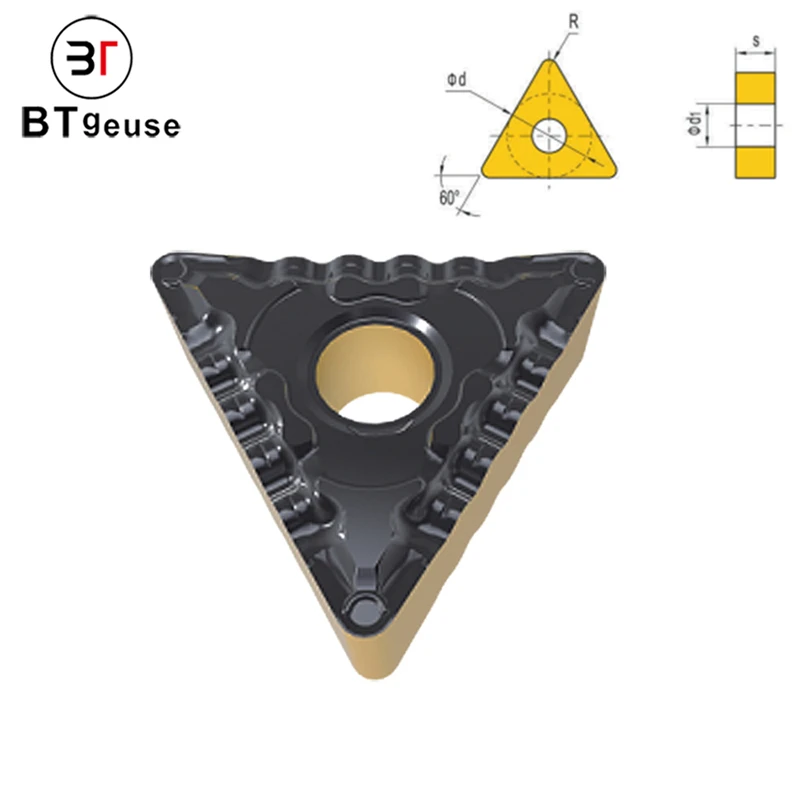 

10pcs BTgeuse TNMG220404 CNC Lathe Solid Carbide Turning Insert, CVD Coated Grade, TNMG Style for Finishing Processing on Steel