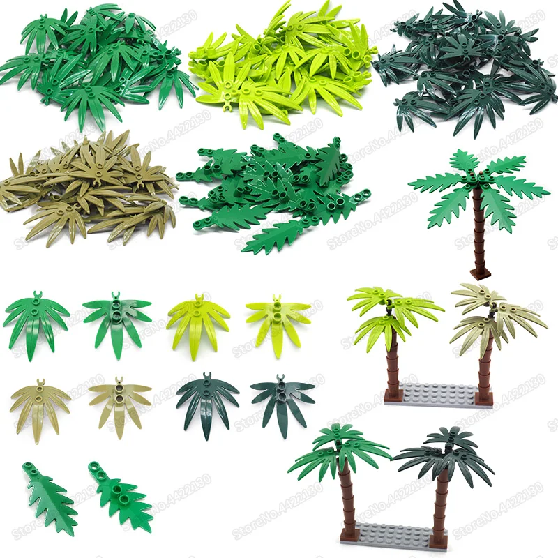 Листья строительные блоки Набор аксессуаров город МОС блок военные растения