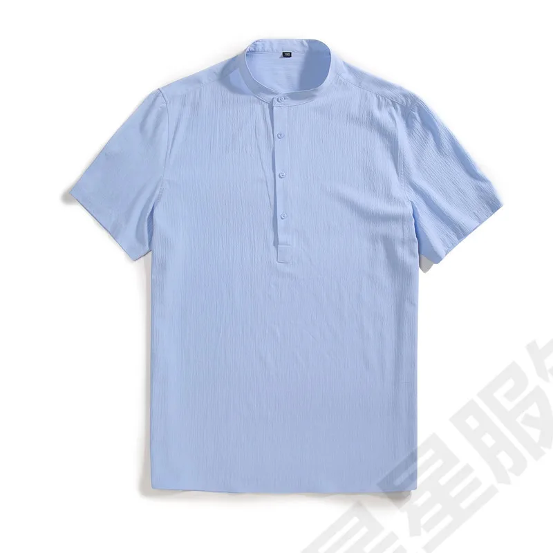 8XL 6XL 5XL рубашка на пуговицах со стоячим воротником Мужская брендовая Новая летняя
