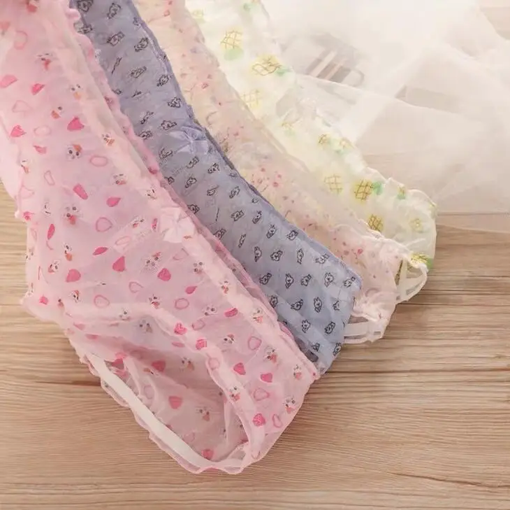 

Women's net yarn cartoon pattern small fresh briefs panties