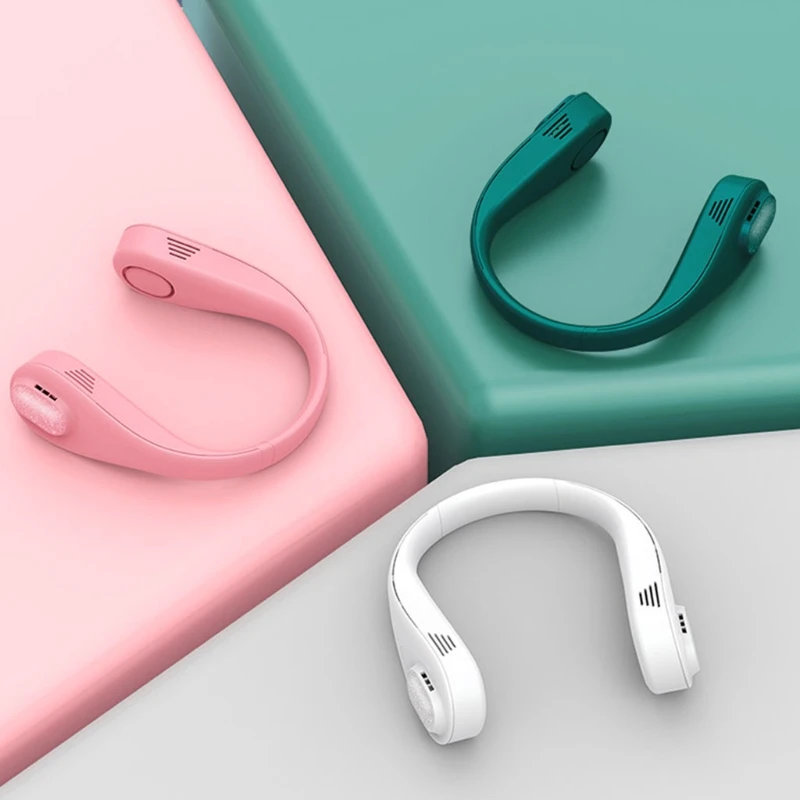 

USB Rechargeable Cover Halter Sports Fan Air Cooler Outdoor Wearable Sports Halter Fan Mini Hanging Neck Fan