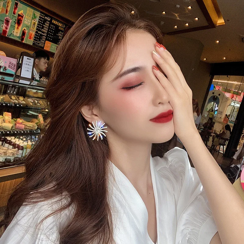 FYUAN корейские серьги-гвоздики Стразы для женщин новые украшения большие серьги с