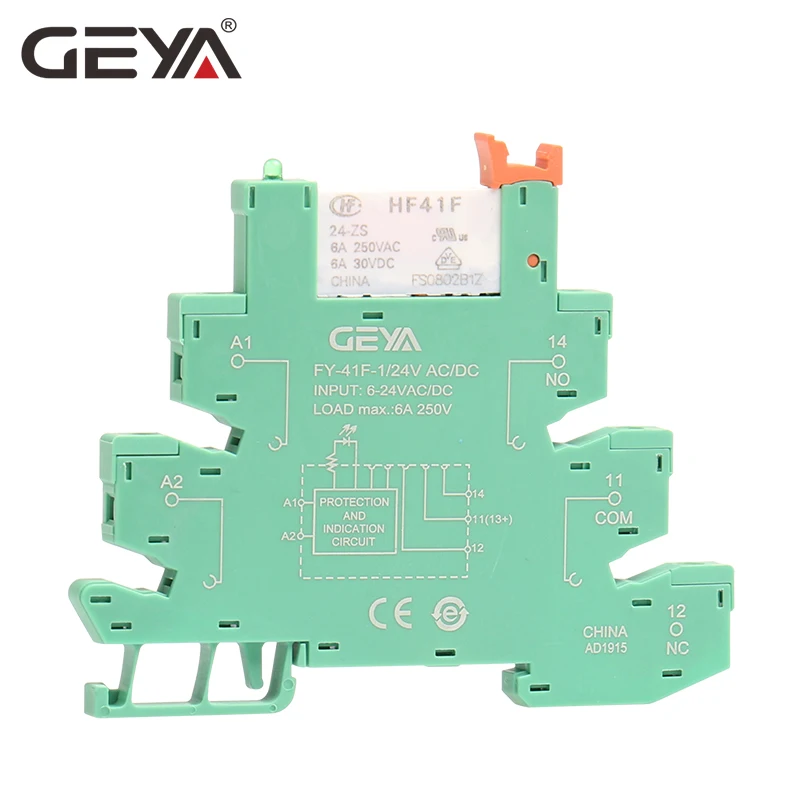1PCS GEYA 6.2mm Slim Relay Module 41F Integrated PCB Mount Power Relay 12VACDC 24VACDC 230VAC