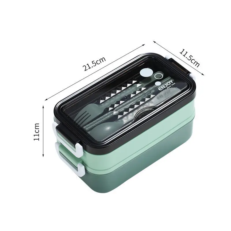 

New Quality Lunch Box Bento Box for Student Office Worker Double-layer Microwave Heating Lunch Container Food Storage Container