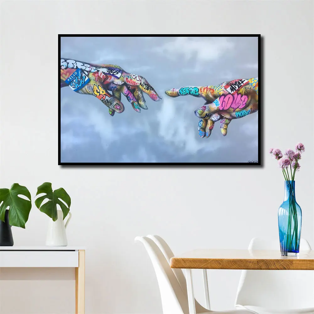 

Graffiti Wall Art Hands Colorful Canvas Painting Abstract Street Posters And Prints Wall Pictures for Living Room Home Decor