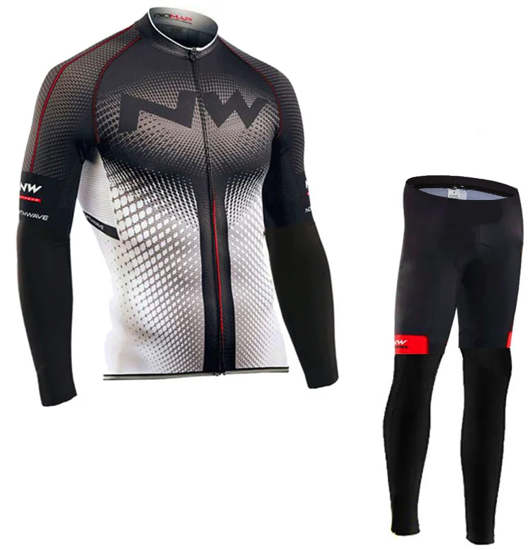 Long sleeve suit NW дышащая одежда для велосипеда комплект Northwave с длинным рукавом летнее джерси мужской костюм Открытый спортивный велосипед MTB Одежда paded - Цвет: Long sleeve suit