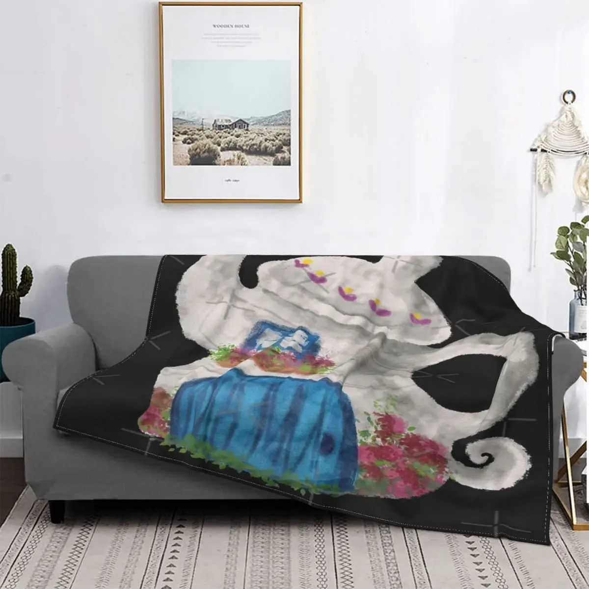 

Manta de lana a cuadros para el доме, colcha de cama de 220x240 cm с изображением мультяшных героев, tetera, gnomos