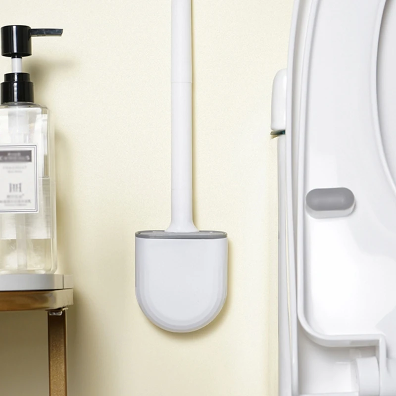 

Simple Toilet Brush with Long Handle Wall Mounted Cleaning Brush and Holder Deep Cleaning Without Dead Ends Durable