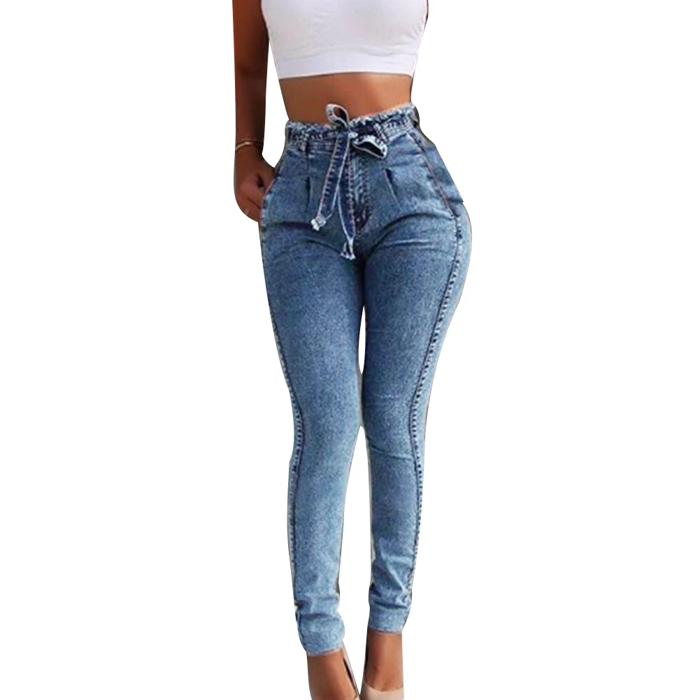 

Fashion Belted High Waist Skinny Jeans Women Hot Plus Size Stretch Denim Long Pants Skinny Jeans Women Stretch Denim Long Pants