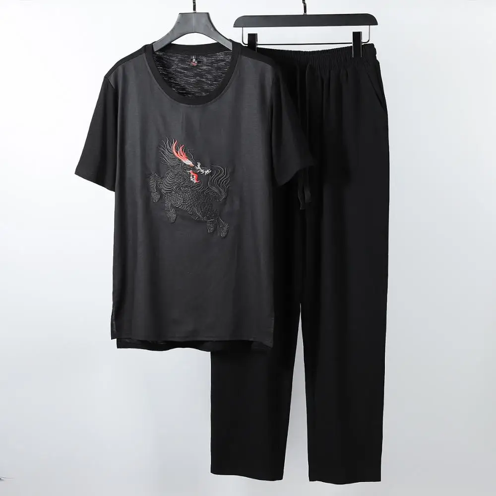 

Men linen Tops Tees sets T-shirts New Arrival Summer Chinese style T shirt plus size M-9XL o-neck short sleeve two-piece suits