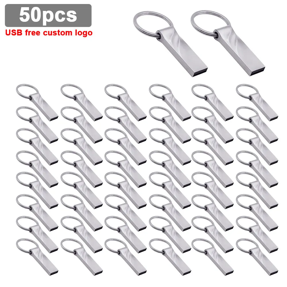 

50pcs/lot Usb 2.0 pen drive Metal USB Flash Drive with Key Ring U Stick Pendrive 4gb 16gb 32gb 64gb Free Logo free shipping Gift