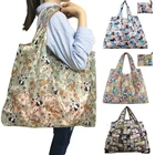 Phander Складная переработанная сумка для покупок, большой размер, эко, складная, многоразовая сумка для покупок с короткими ручками, складная сумка с мультяшным принтом, большая женская сумка-тоут