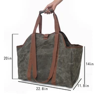 wood storage bag waxed canvas outdoor large capacity tote bag firewood bag