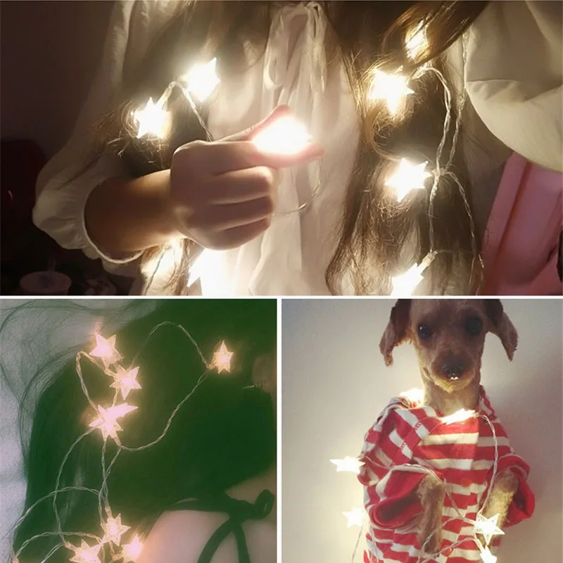 

10/20/40/80 LED Star Light String Twinkle Garlands Battery Powered Christmas Lamp Holiday Party Wedding Decorative Fairy Lights