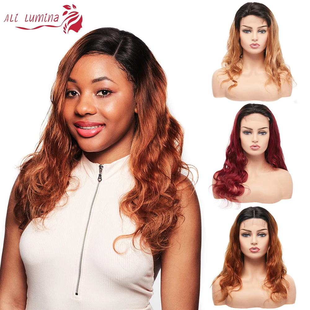 

Body Wave HD Lace Wig 4x4 Closure Ombre Human Hair Wigs Blonde Orange Brazilian Remy 30 Inches Long Hair 180% Lace Closure Wigs