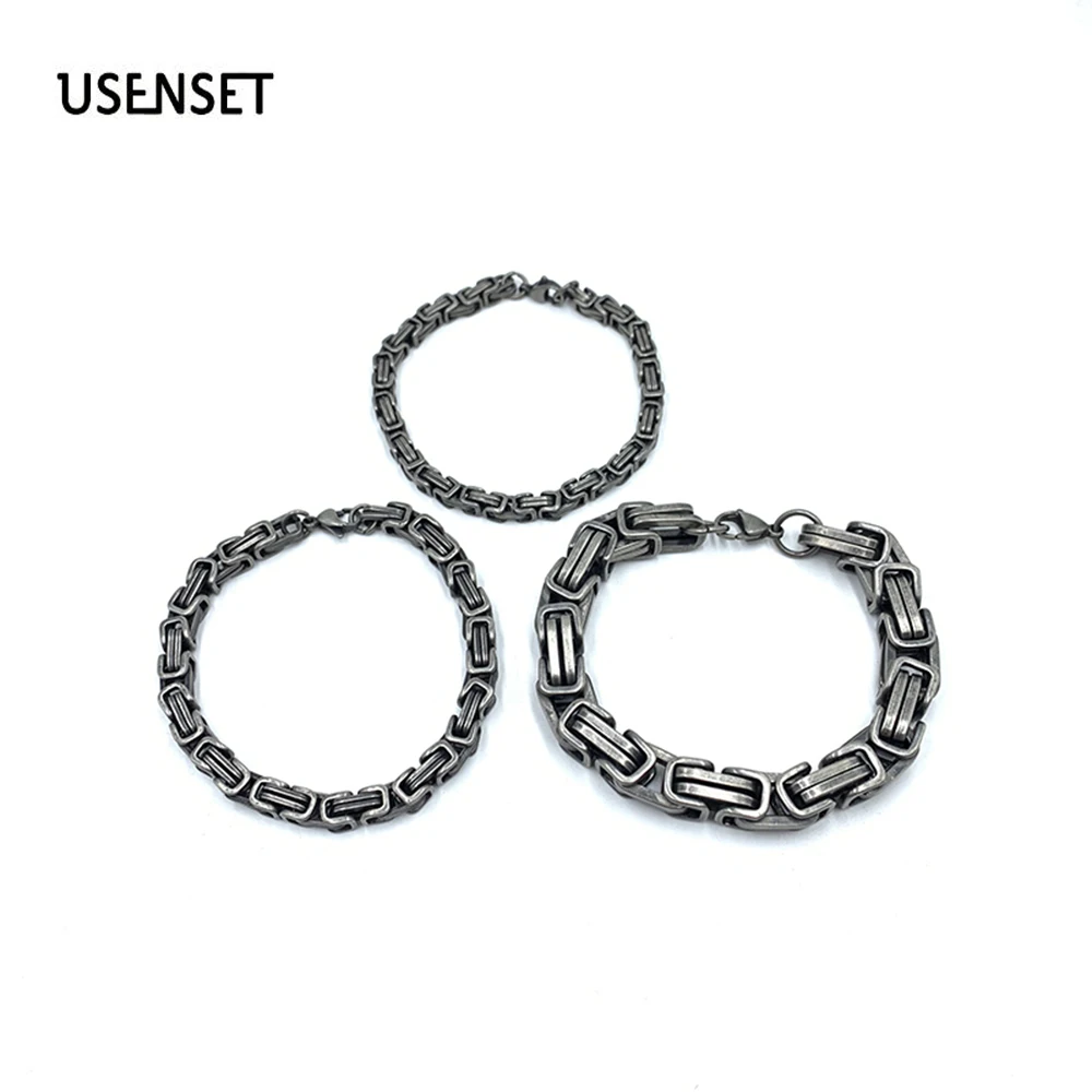 Высокое качество браслет из нержавеющей стали античное серебро Цвет