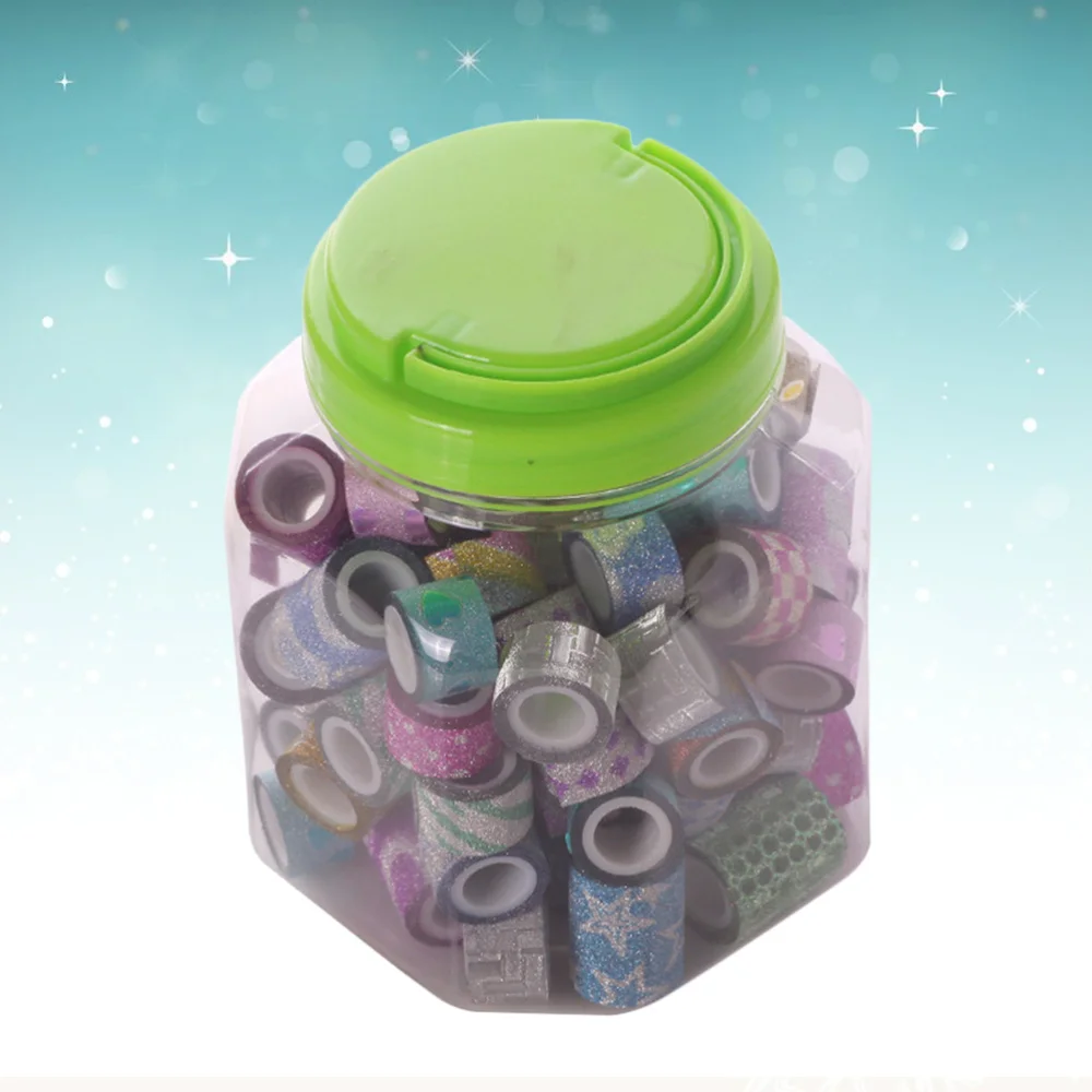 

90pcs Colorful Glitter Powder Tape Stickers Decorative Sticky Paper Tapes for Scrapbook DIY Diary Gift Wrapping Random Style