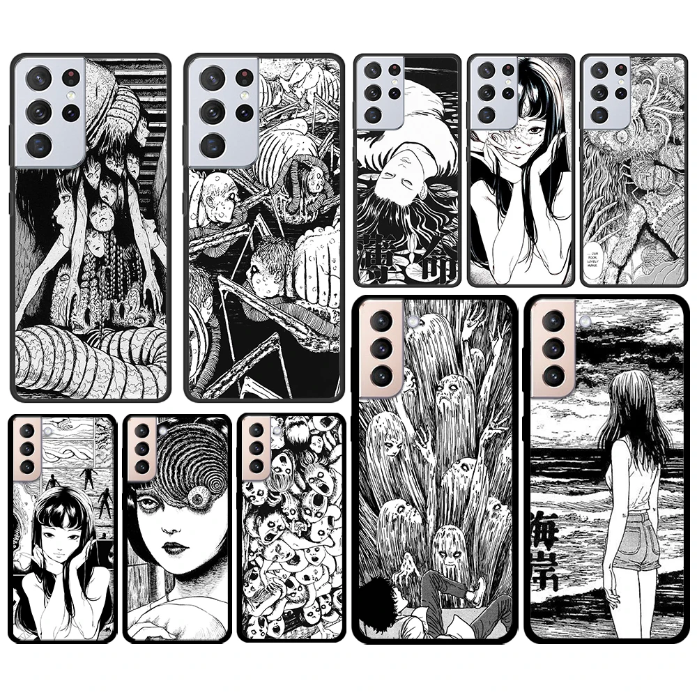 

Junji Ito Tees Horror for Samsung Galaxy S21 S20 FE Ultra Lite S10 S9 S8 S7 S6 Edge Plus Silicone Soft Black Phone Case