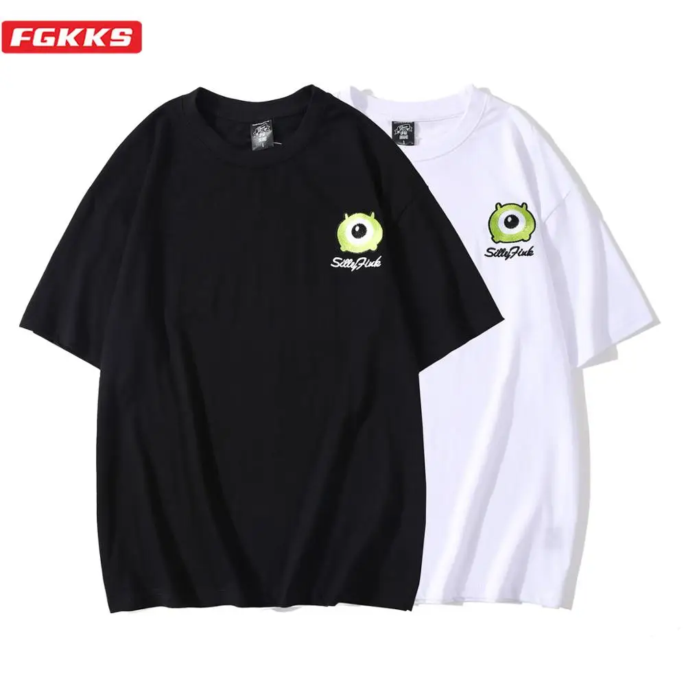 

FGKKS Trendy Brand Men Cotton T-Shirts Tops Men High Street Simple Tee Shirt Summer Casual Short Sleeve T Shirt Male