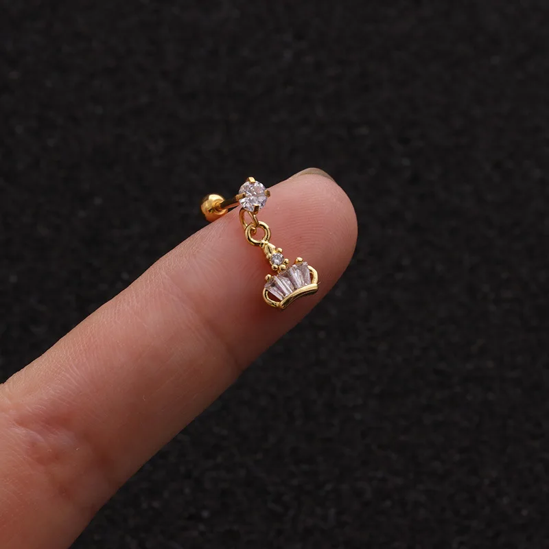 

1PC New Moon Star Flower Crown Bar Cartilage Piercing Stud Tragus Helix Ear Piercing Body Jewelry