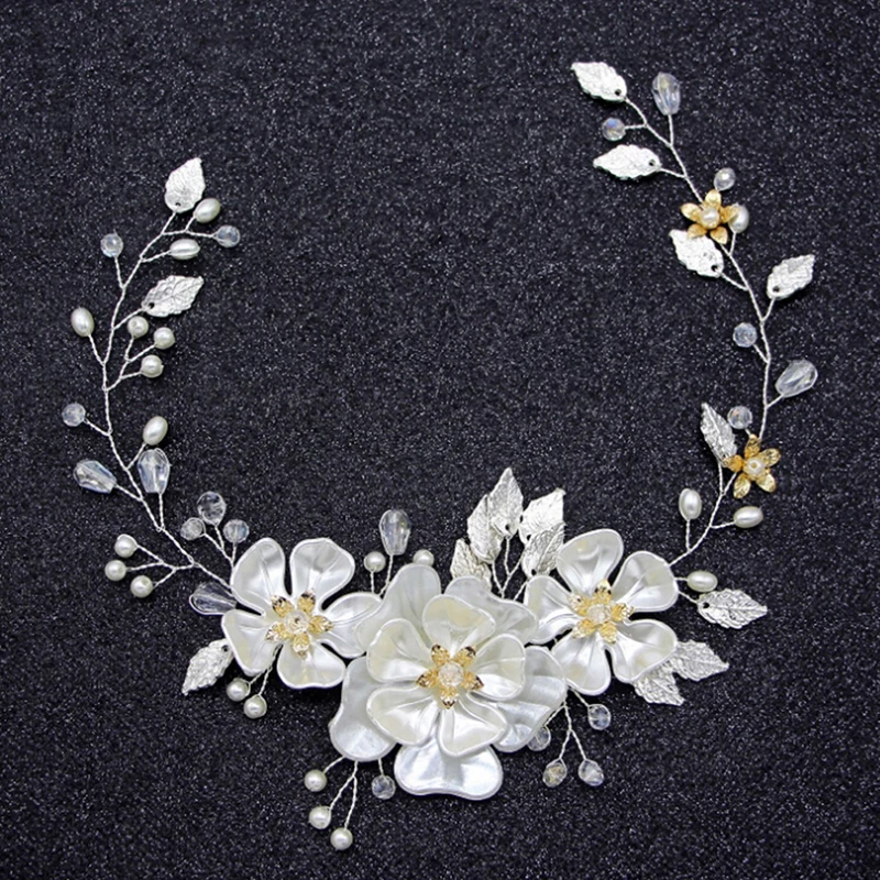 

1Pcs Women Girls Hair Combs Bridal Wedding Crystal Rhinestone Pearls Flower Hair Clips Hair Jewelry Accessories