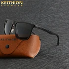 Мужские и женские поляризованные солнцезащитные очки KEITHION, Черные Квадратные Солнцезащитные очки с алюминиевым магнием для вождения, роскошные брендовые солнцезащитные очки