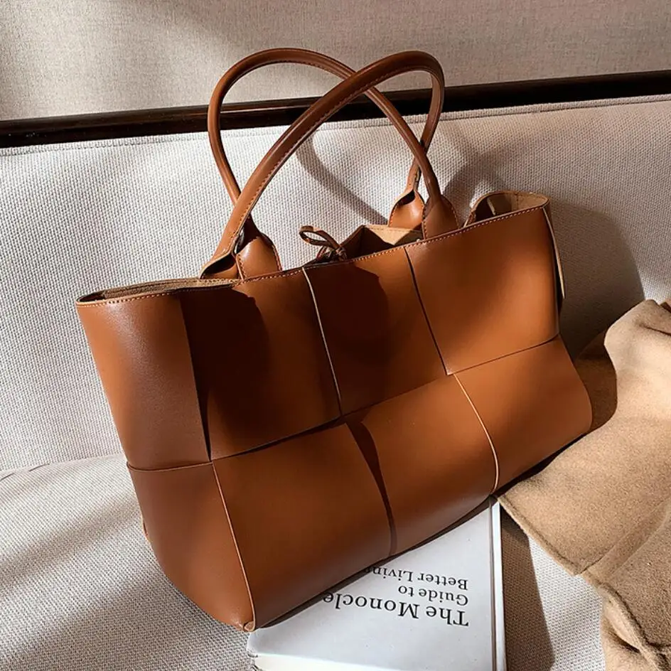 

Luxury Brand Large Weave Tote bag 2021 Fashion New High-quality PU Leather Women's Designer Handbag High capacity Shoulder Bags