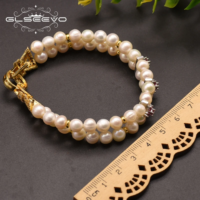 

GLSEEVO Handmade Fresh Water Pearl Multi-layer Bracelets For Women Wedding Gifts Girls Luxury Jewellery Accessorices GB0173B