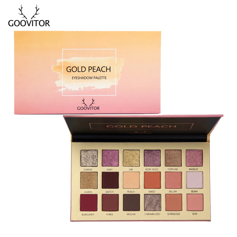 

GOLD PEACH MATTE EYESHADOW PALETTE LONG LASTING GLITTER EYESHADOW PALLETE SHIMMER MATTE NUDE PIGMENT WATERPROOF EYE SHADOW