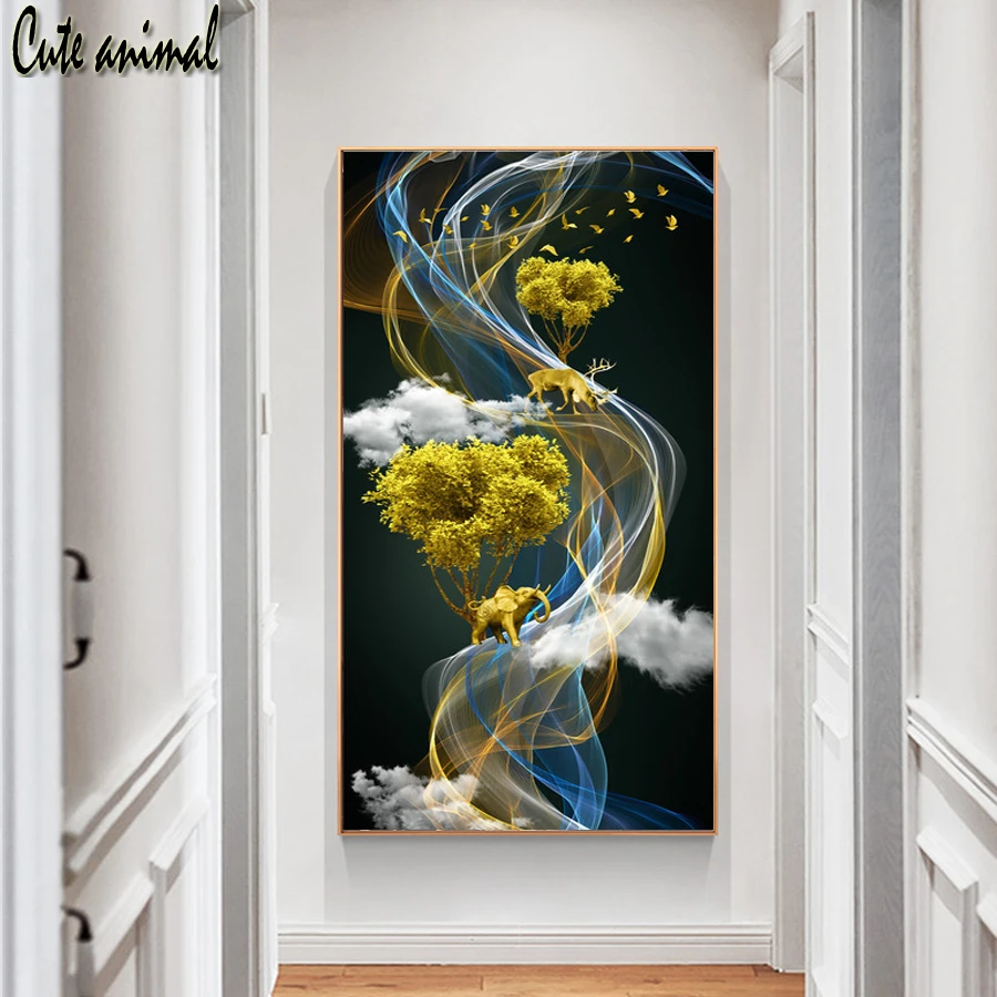 

Абстрактный золотой слон дерево 5D DIY Алмазная картина полностью квадратная дрель 3d Стразы мозаика набор для алмазной вышивки продажа сканд...