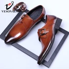 Мужские деловые туфли без застежки VESONAL, коричневые Оксфордские кожаные туфли, лоферы, деловая повседневная обувь для работы, 2021