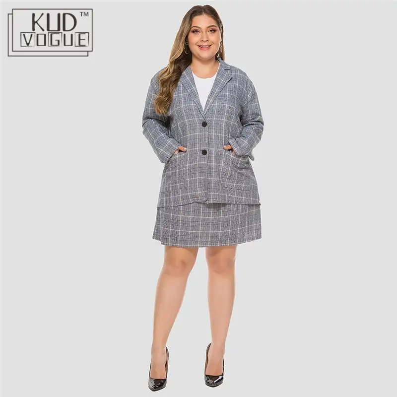 Корейский модный осенний элегантный клетчатый Блейзер Плюс размер женский