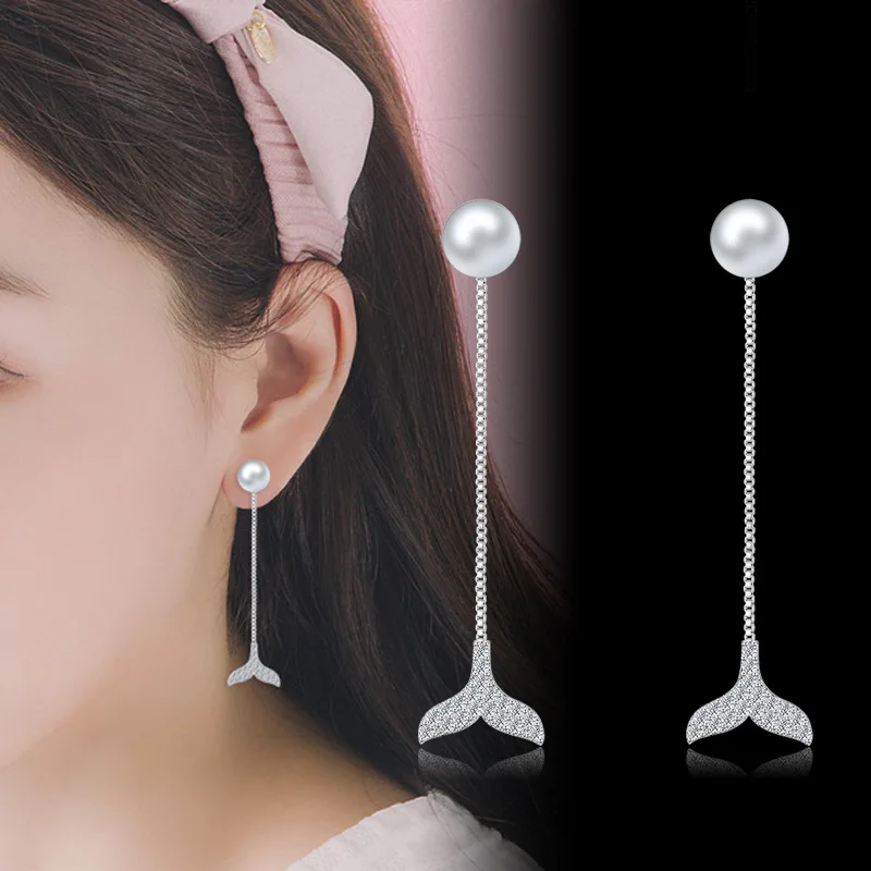 Милые висячие серьги с морскими животными маленькой русалочкой рыбьим хвостом и